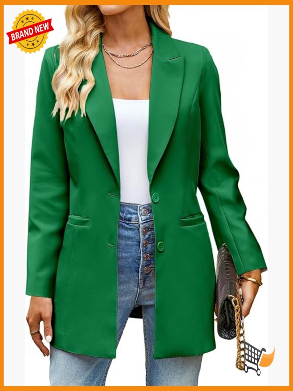 Business Casual Long Blazer Jacket Dressy Work Office Outfits Lapel Pockets